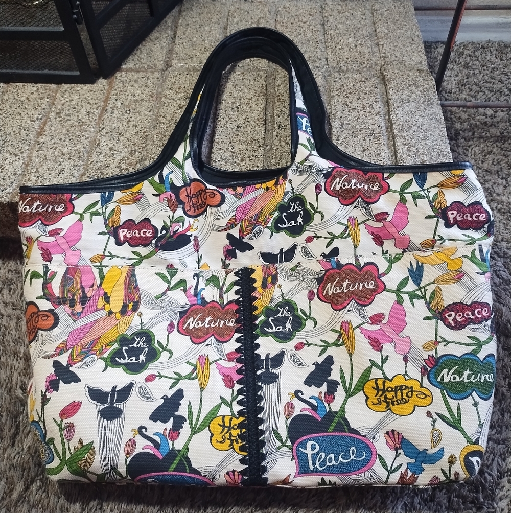 Sakroots Purse Large Hobo Tote Peace Nature Canvas Boho